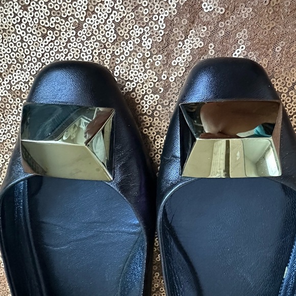 Max Mara Flats Womens 6.5  Blue Leather Patent Leather Bow Ballet Slip On. Italy - Picture 3 of 12